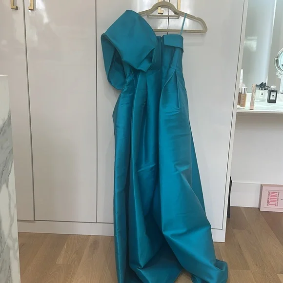 Sachin & Babi | Clarissa Pleated One-shoulder Gown NWT SIZE 6 AQUA COLOR - Picture 8 of 9